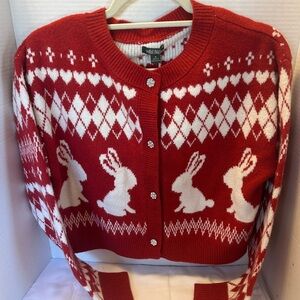 Red and White Bunny Wild Fable Cardigan